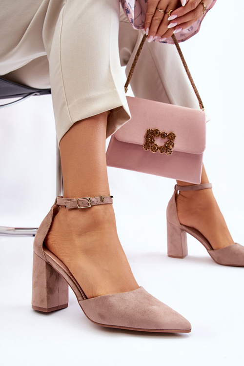 Suede Heel Pumps Dark Beige Lexie