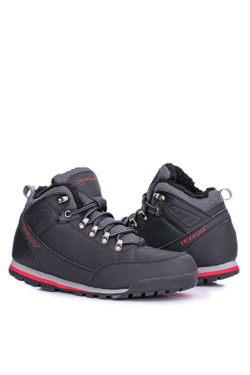 Black Men's Trekking Shoes Insulated With Fleece Reflex