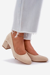 Eco Suede Heels On A Heel Beige Veniffia