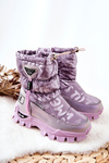 Children's Warm-up Snowboots with zip Purple Cleome