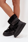 Women's Snow Boots With Fur And Lacing On Platform Black Marinna
