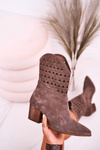 Women's Cowboy Boots On Block Heel Suede Brown Emily