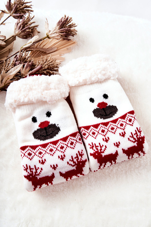 Long Socks Christmas Pattern Reindeer White