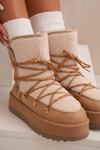 Women's Snow Boots On Platform With Lacing Light Brown Riaviana