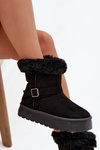 Women's Snow Boots On Platform With Buckle And Faux Fur Czarne Jesella