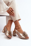Leather Sandals with Ornament Laura Messi 2719 Gold