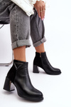 Lacquered Heeled Ankle Boots Insulated Black MR880-093