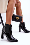 Heeled Patent Boots Black Evita