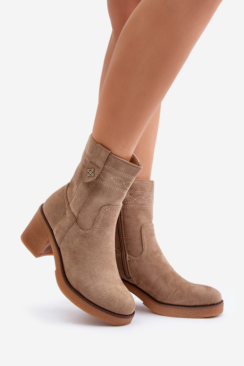 Insulated Women's Heeled Boots Beige Vailia