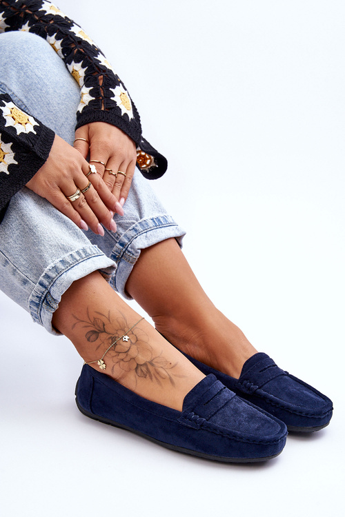 Women's Suede Moccasins Navy Lenvie