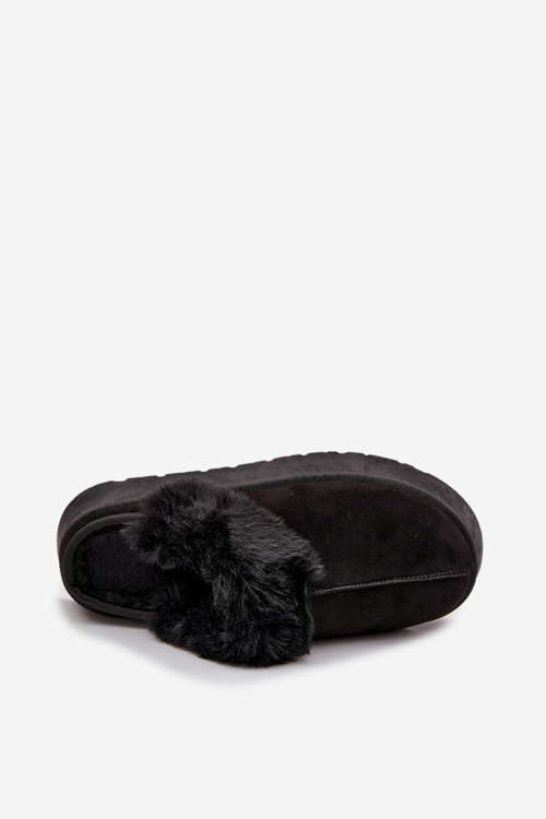 Women's slippers on platform with fur black Linaris
