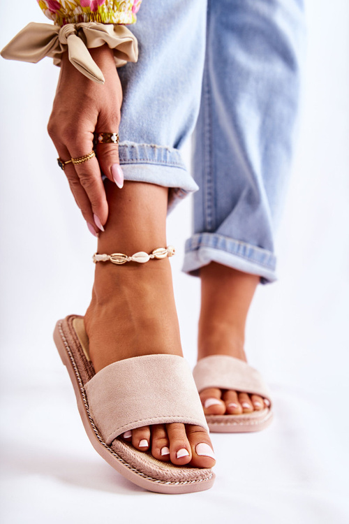 Suede Women's Slippers Beige Green