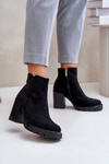 Eco Suede Ankle Boots On Heel Black Cediona