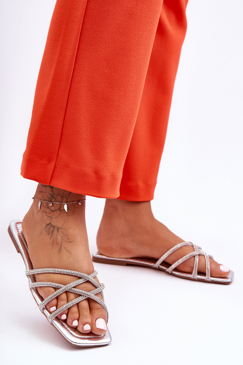 Women's Strappy Sandals with Studs Silver Leomi