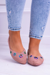 Lu Boo Pink Pointed Ballerinas Petrol Eyelets Octavia