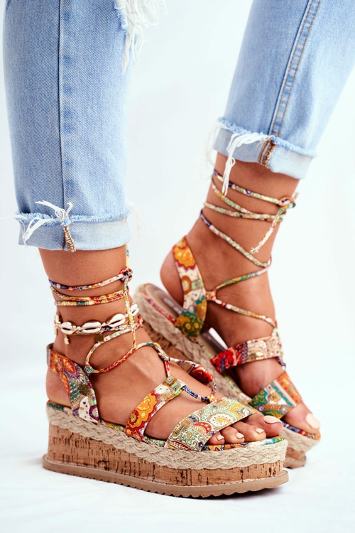 Women's Sandals on a Cork Platform Orange My Way