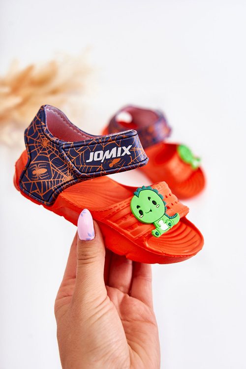 Children's light sandals with decorations Orange-Navy blue Trusty 
