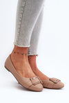 Ballerinas With Strap And Ornament Eco Leather Dark Beige Cadwenla