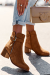 Suede Boots With Buckle Heel Brown Bronte