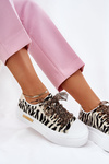 Women's Sneakers On Massive Platform With Decorative Lacing Zebra Black-Beige Zidora