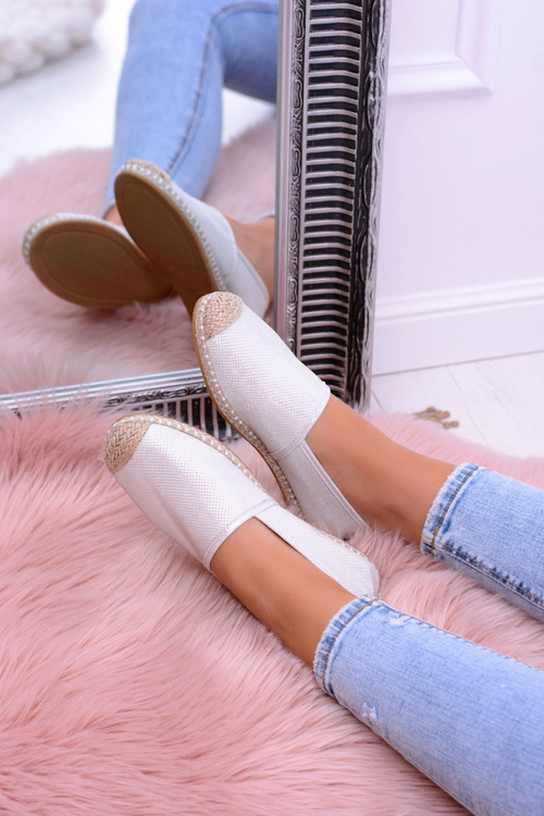 Brokatowe Espadryle Lu Boo Białe