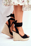 Women's Sandals On Wedge Laced Black Belleza