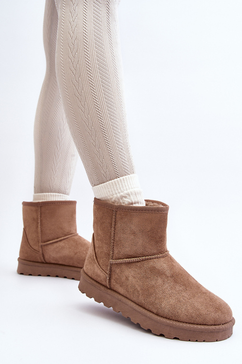 Śniegowce Damskie Ocieplane Futerkiem Khaki Lizio BY-1009