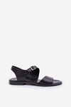 Ladies leather flat sandals Zazoo 3014 black