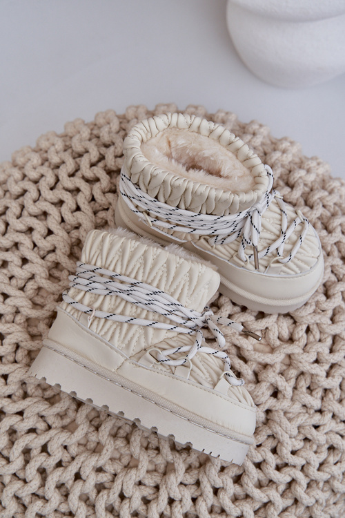 Children's Snow Boots Insulated With Thick Fur Light Beige Nastira