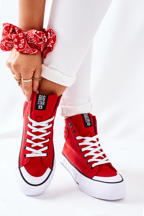 High Sneakers On A Platform Big Star II274018 Red