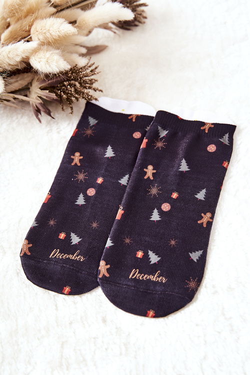 Feet Socks Christmas pattern Black