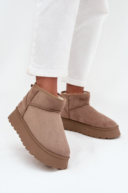 Women's Snow Boots On Platform Dark Beige Celyra