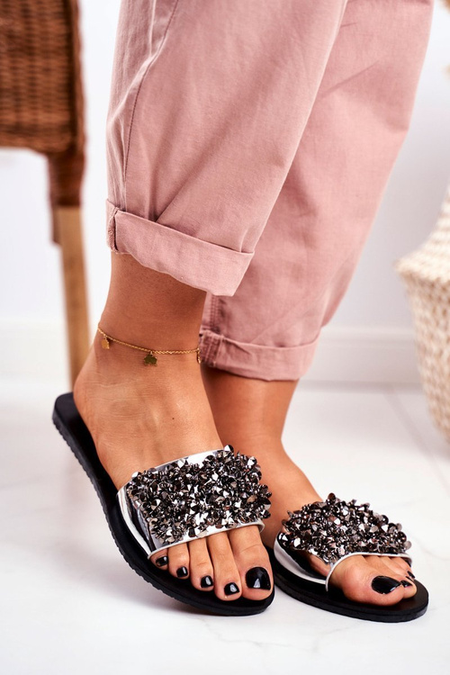 Women's Slippers With Metal Ornaments Lu Boo Silver