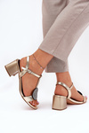 Leather Heeled Sandals With Decoration D&A JC51-842 Gold