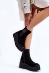Women's Suede Boots On The Massive Platform Black Savira