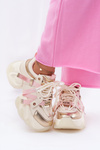 Women's Leather Sneakers On Chunky Sole GOE RR2N4031 Beige