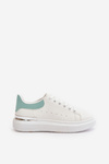 Low Women's Sneakers On Platform Made Of Eco Leather White-Green Nevelena