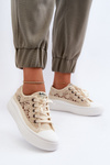 Trampki Damskie Z Koronką Beżowe Lee Cooper LCW-23-44-1620