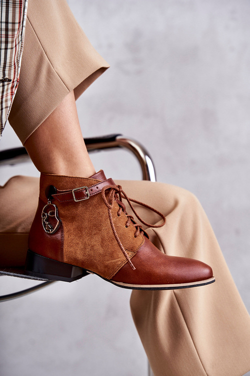 Botki Trzewiki Damskie Skóra Brązowe Maciejka 5743A-29