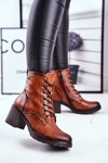 Women's Boots On High Heels Brown Fiber