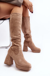 Women's insulated boots with chunky heel beige Layala