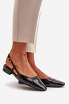 Glossy Ballerinas On Low Heel With Open Heel Black Kairael