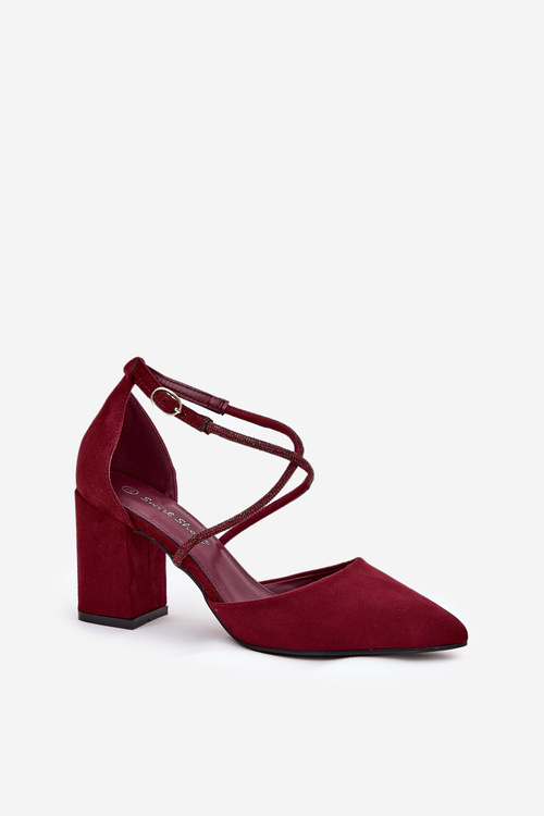 Pointed Toe Pumps With Decorative Straps On The Heel Bordeaux Verithas