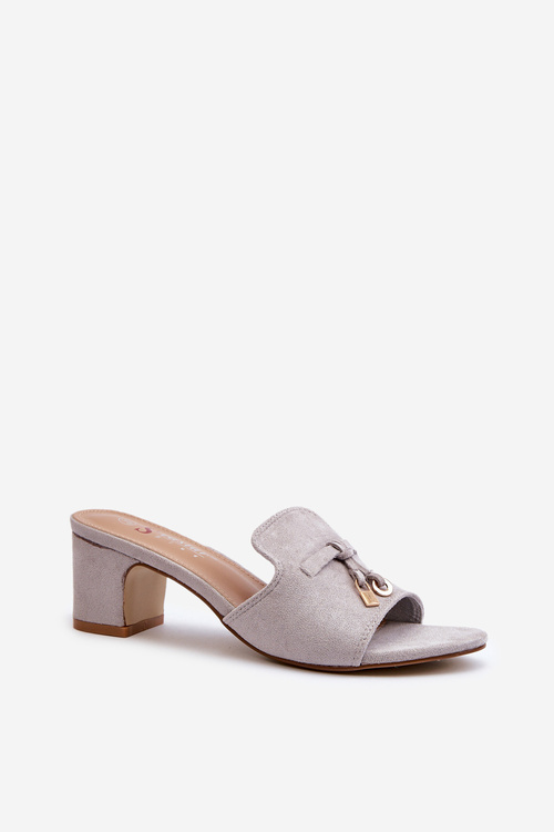 Women's Gray Sandals with Faux Suede Heels Jemenna