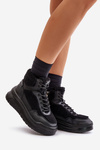 Damskie Sneakersy Z Futerkiem Typu Baranek Na Platformie Czarne Lee Cooper LCJ-24-47-3145
