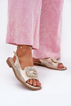 Women Sandals On Flat Heel With Decorative Detail S.Barski KV51-080 Gold