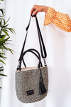 Braided Handbag NOBO XK0380 Black-Beige