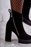 Fashionable Suede Boots On High Heel Laura Messi 2509 Black