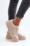 Women's Leather Platform Sneakers Beige Gatira