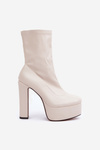 High Heel Platform Boots Light Beige Tennira
